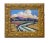 Cabin William Hawkins Mountains Puffy White Clouds Landscape Oil Painting Including the Antiqued Gold Wood Frame For Sale - Image 3 of 7