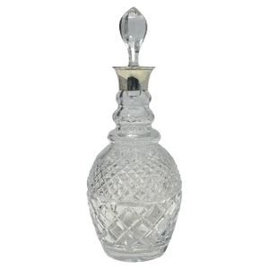Crystal Decanter with Silver Neck Mount by Vander, London, 1974