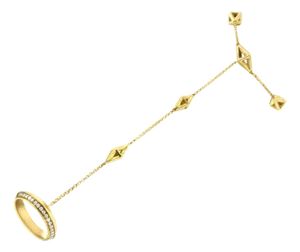 14K Yellow Gold 1/4 Cttw Diamond Ring and Bracelet Hand Chain (G-H Color, SI1-SI2 Clarity) - 7"