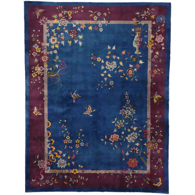 Textile Antique Chinese Art Deco Rug - 08'09 x 11'06 For Sale - Image 7 of 7