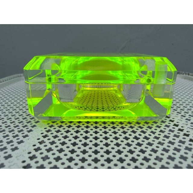 Vintage Lucite Faceted Swivel Top Candy Dish with Neon Infusion For Sale - Image 18 of 18