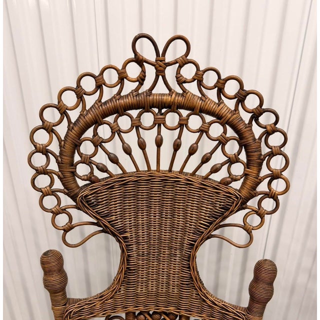 Wood 19th Century Heywood - Wakefield American Victorian Wicker Accent Chairs - A Pair For Sale - Image 7 of 12