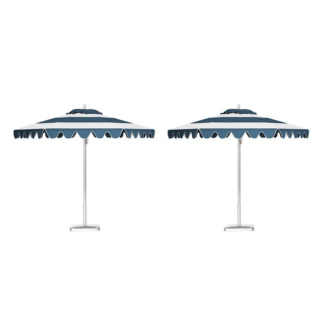 Contemporary Midnight Sun 9' Patio Umbrella, Navy Blue & White, Set of 2 For Sale - Image 3 of 3