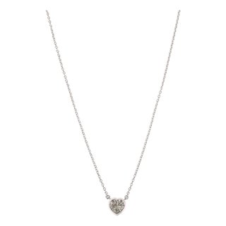 Sterling Silver Heart Shaped Green Amethyst Dainty Pendant Necklace in Bezel Set For Sale