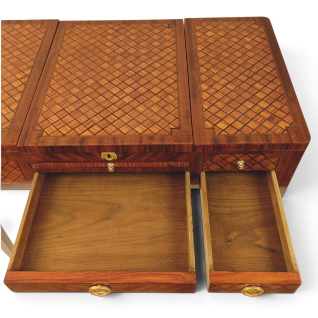 Antique French Neoclassical Marquetry Dressing Table with Lift-Top Mirror, 1890s For Sale - Image 10 of 18