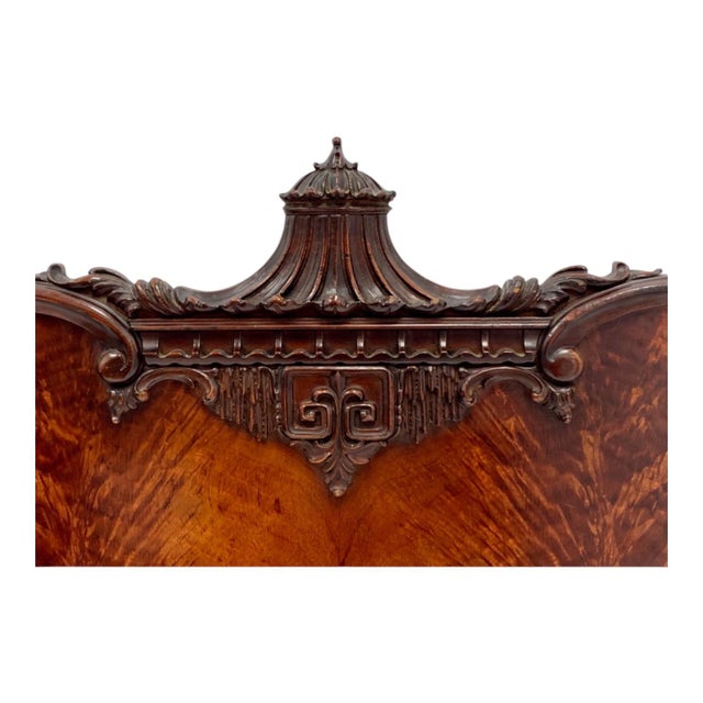 Chinese Chippendale Chinoiserie Pagoda j.b. Van Sciver Mahogany 4 Pc. Headboard Highboy Chest Mirror For Sale In Atlanta - Image 6 of 10