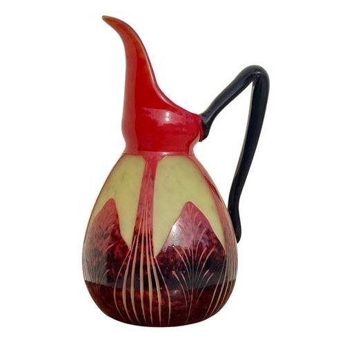 Spiral Jug in French Glass by Charles Schneider For Sale - Image 4 of 12