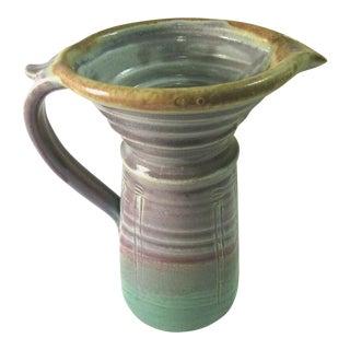 Vintage Studio Pottery Signed Gt for Gary Timinsky Ceramic Slab Pitcher/Vase-Ooak For Sale