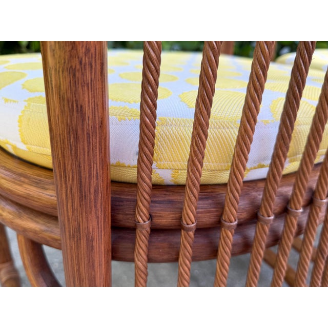 Vintage Barrel-Back Rattan Armchairs, Pair For Sale - Image 9 of 14