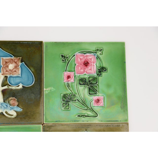 1920s 1920s Set of Six Tiles Art Nouveau H & R Johnson England For Sale - Image 5 of 18