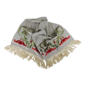 Vintage Arts and Crafts Embroidered Linen Table Runner