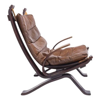Vintage Cognac Focus Lounge Chair from Bramin Møbler, 1970s For Sale