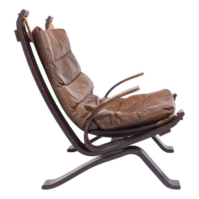 Vintage Cognac Focus Lounge Chair from Bramin Møbler, 1970s For Sale
