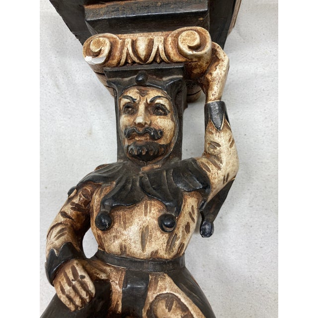 Vintage Jo Mead Designs Simulated Wood Painted Plaster Figurative Hanging Wall Columns Shelves- a Pair For Sale - Image 6 of 11