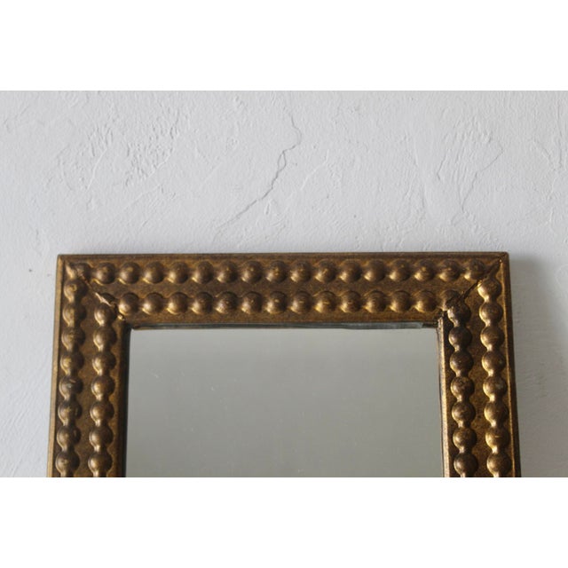 Metal Mid-Century Italian Style Antiqued Gold Brass Finish Bubble Frame Rectangular Wall Mirror For Sale - Image 7 of 14