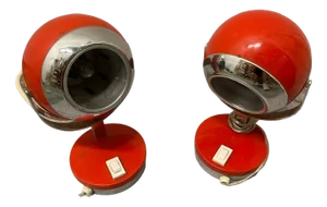 Italian Red Eye Ball Table Lamps, 1970s, Set of 2