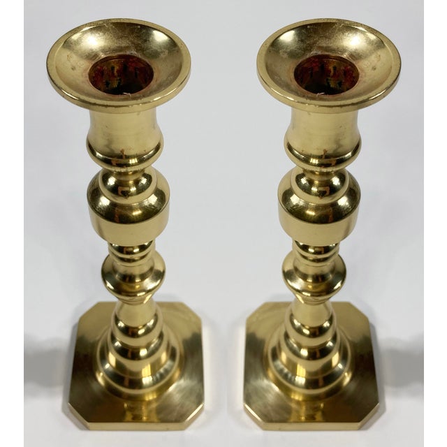 English Antique English Brass Beehive Candlestick Holders, a Pair For Sale - Image 3 of 4