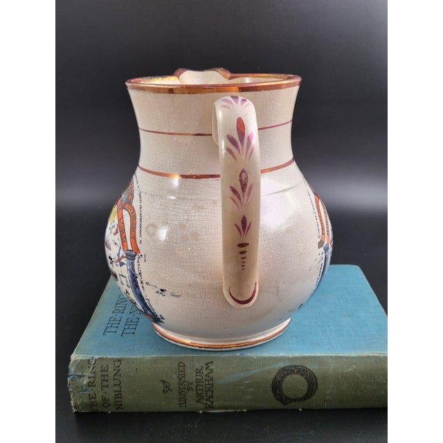 Orange Order Commemorative Jug in Polychrome Earthenware from Staffordshire, 1840s For Sale - Image 4 of 12