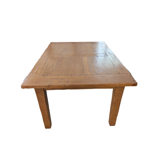 Crate & Barrel "Provence" French farmhouse dining table with two matching leaves, solid reclaimed oak plank top with...