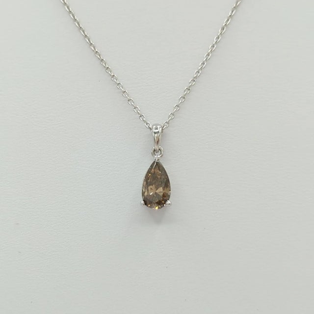 Early 21st Century Champagne Diamond Pendant Necklace in 18K White Gold For Sale - Image 5 of 7