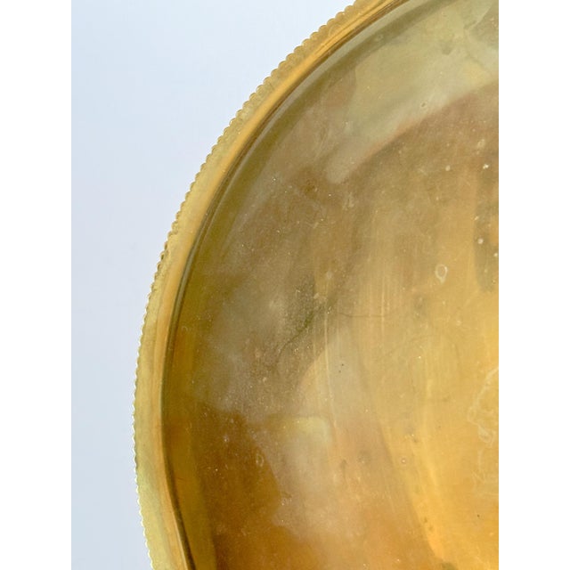 Contemporary 1930s Large Brass Pedestal Bowl Micro Scallop Edge for Chase Brass and Copper Company, 12" For Sale - Image 3 of 14
