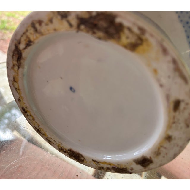 Vintage Chinese Blue & White Porcelain Chinoiserie Large Pitcher For Sale In Savannah - Image 6 of 8
