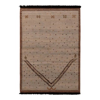 Handknotted Celestial Dome Rug with Black Fringe, 5'x8' For Sale