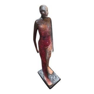 J. Charney Walking Man Ceramic Sculpture, Signed For Sale