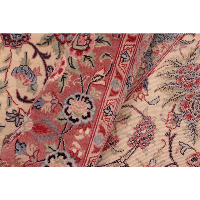 Textile Shabby Chic Floral 1990's Pak-Persian Beige/Pink Wool Rug - 8'2'' X 11'0'' For Sale - Image 7 of 9