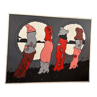 Large Vintage Pop-Art Painting Titled “Procession” by Douglas Binder From the 1970s For Sale