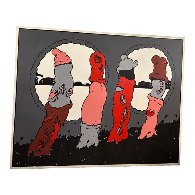 Large Vintage Pop-Art Painting Titled “Procession” by Douglas Binder From the 1970s For Sale