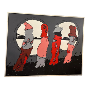 Large Vintage Pop-Art Painting Titled “Procession” by Douglas Binder From the 1970s