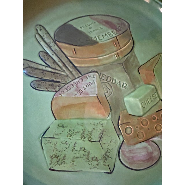 Avocado 1960 Green French Cheese and Bread Round Plate Serving Platters by Los Angeles Potteries For Sale - Image 8 of 8