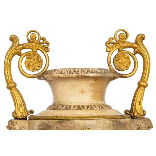 Pair Charles X Bronze-Mounted & Carved Alabaster Vases For Sale - Image 6 of 12