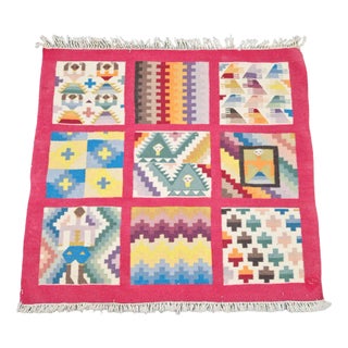 Vintage Abstract Kilim Wall Hanging Rug, 1960s For Sale