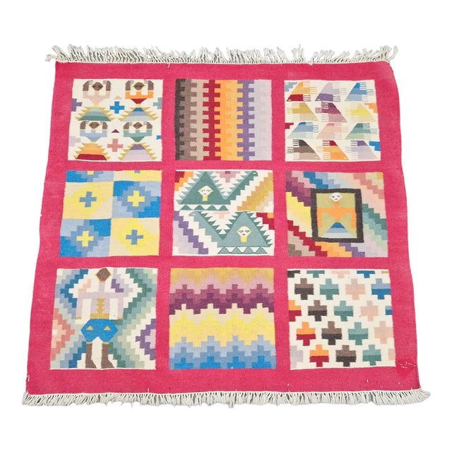 Vintage Abstract Kilim Wall Hanging Rug, 1960s For Sale