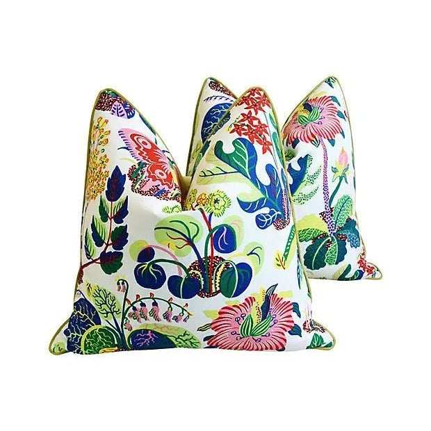 Schumacher Exotic Butterfly Floral Feather & Down Pillows 24" Square - Pair For Sale - Image 11 of 11