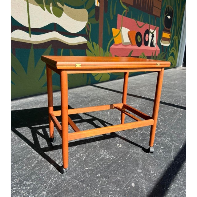 Grete Jalk for Poul Jeppesen Teak Expandable Bar Cart For Sale - Image 10 of 10