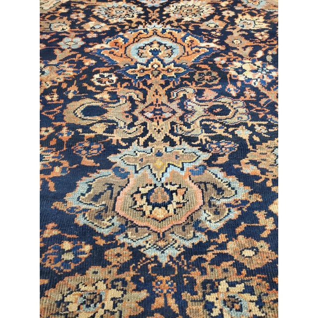 Antique Persian Sultanabad Handmade Oriental Navy Blue, Rust & Gold Rug For Sale - Image 11 of 12