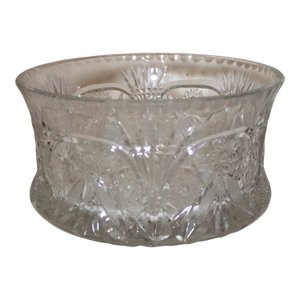 Large Vintage Handmade American Brilliant Cut Etched Crystal Centerpiece Bowl