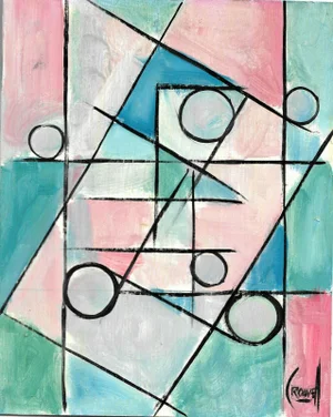 Abstract Oil Painting “The Last Lap” by Crowell