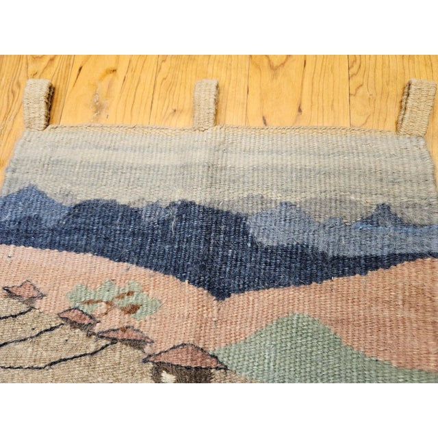 Late 19th Century Vintage Hand Woven African Tapestry Depicting Village and Mountain Landscape For Sale - Image 5 of 9