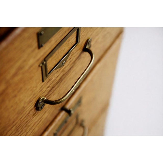 Brown Vintage English Industrial Oak Filing Cabinet with Drawers, 1920s For Sale - Image 8 of 18