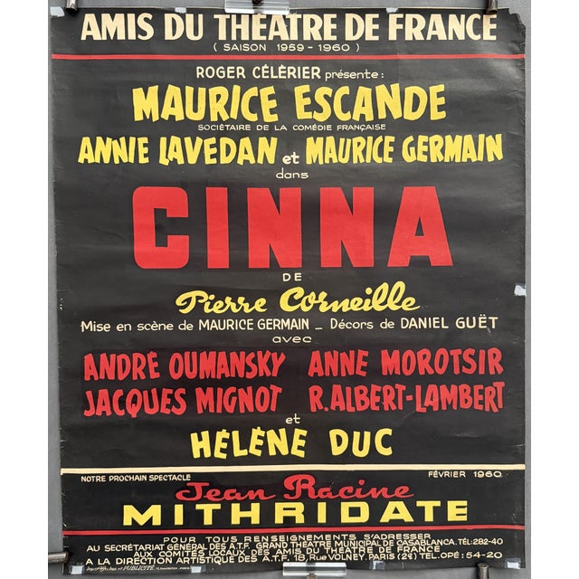 Cinna Les Amis Du Theatre De France Poster, 1960 For Sale - Image 11 of 11