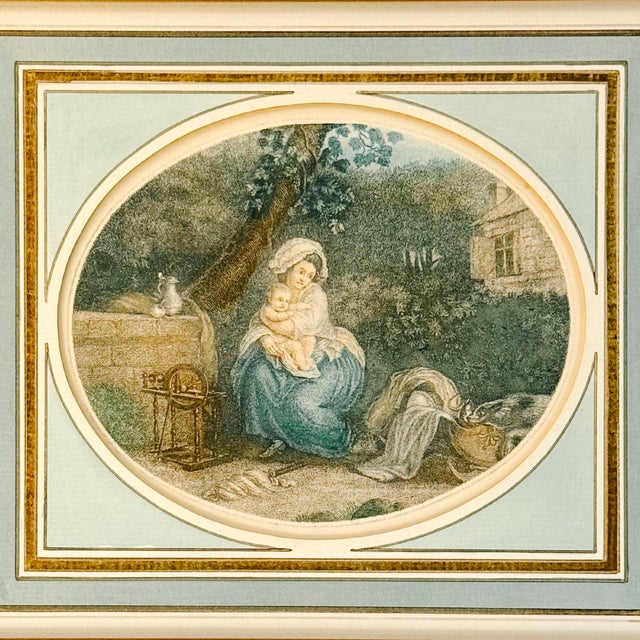 Early 20th Century Pair of Early 20th Century Louis XVI Style French Stipple Engravings Reproduction For Sale - Image 5 of 6