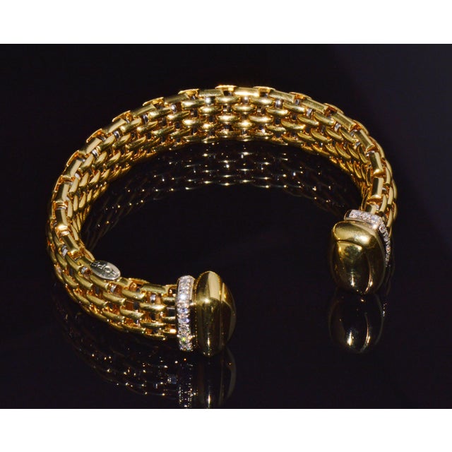 Rare Vintage Fope 1.00ct Natural Diamond Flex'it 18k Gold Open Cuff Bangle Bracelet For Sale - Image 10 of 13