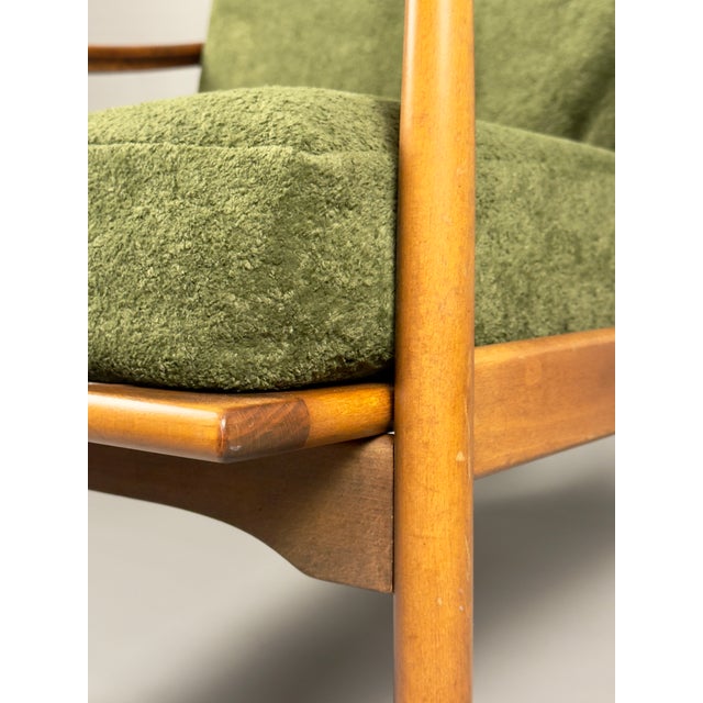 Vintage Scandinavian Lounge Chair in Green Upholstery and Beech Wood, 1960s For Sale - Image 13 of 17