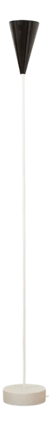 Ceiling Floodlight in White Marble Base, White Painted Steel Tube Rods and Black Sheet Metal Shade