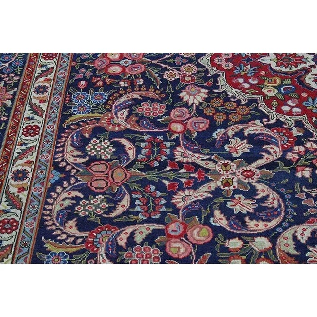 Textile 1950s Old Persian Tabriz Area Rug 9’3″ X 12’11” For Sale - Image 7 of 12