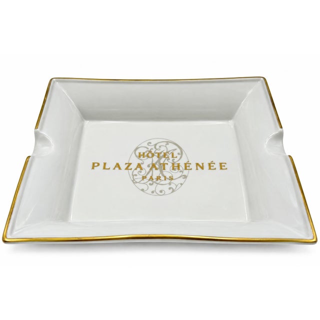 Ceramic Vintage Hotel Plaza Athénée Paris Porcelain Ashtray Catchall Dish For Sale - Image 7 of 9
